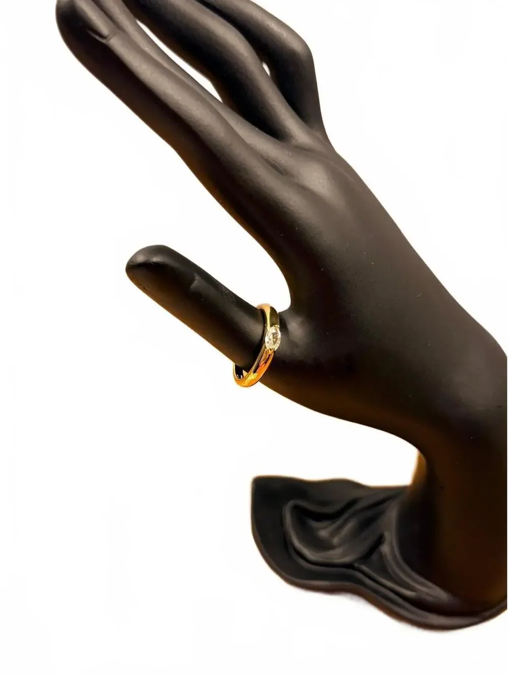 Gold Tone Ring with Clear Stone Accent